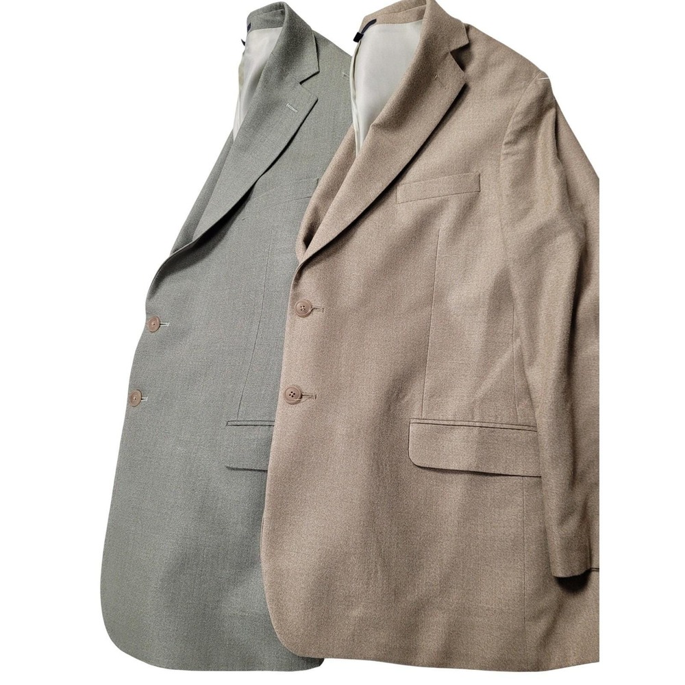 Jos A Bank Silk Wool Blazers 46R Tailored Fit Sport Coat Mens Beige/Sage 70$